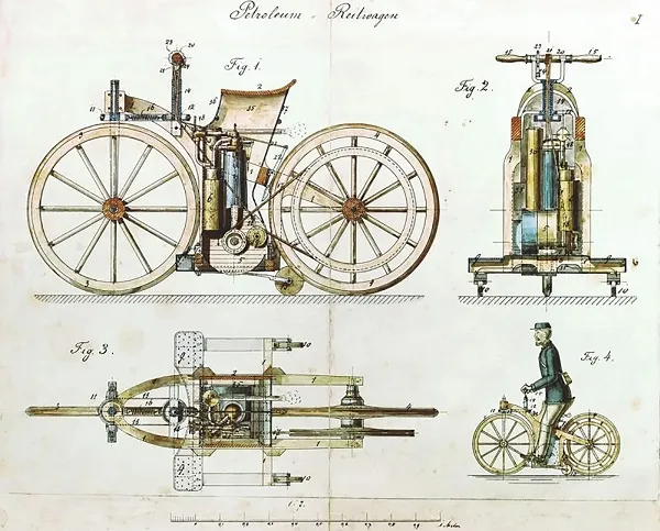 Daimler Reitwagen – pierwszy motocykl Gottlieba Daimlera, 1885 r