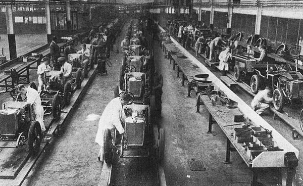 Linia montażowa Forda w 1908 roku