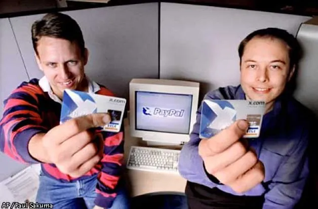 Peter Thiel i założyciel PayPal Elon Musk, 2000 r